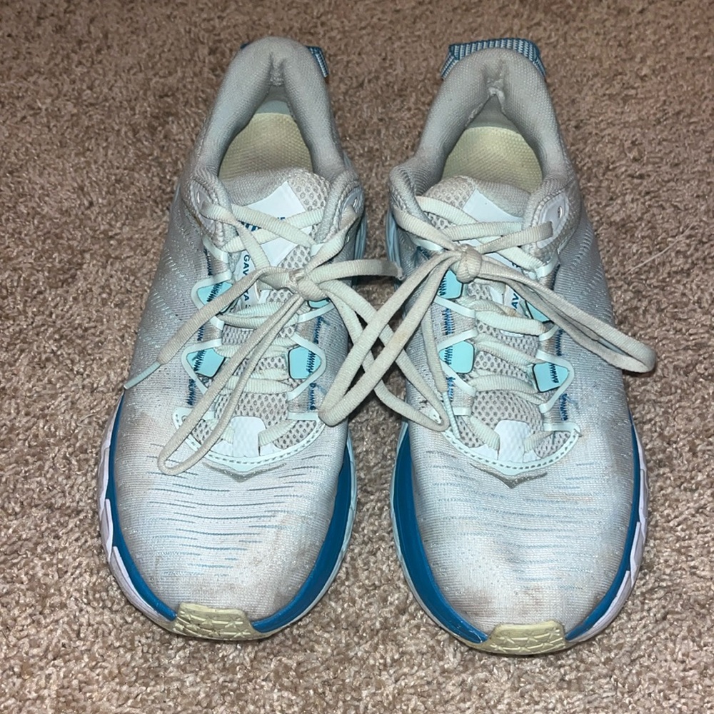 Women’s Hoka Gaviota 3 athletic running shoe light blue 7.5B